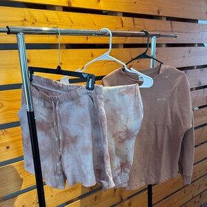 PINK Brown Tie-Dye Lounge Set